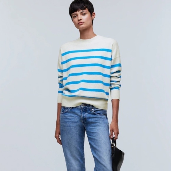 Madewell (Re)sponsible Cashmere Oversized Crewneck Sweater blue sky - Picture 1 of 5